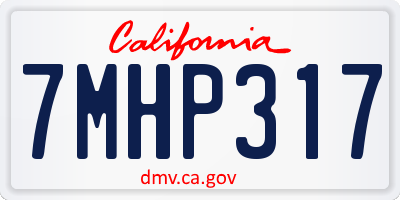 CA license plate 7MHP317
