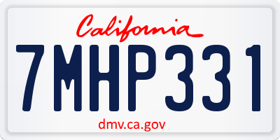 CA license plate 7MHP331
