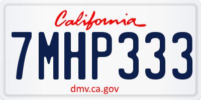CA license plate 7MHP333