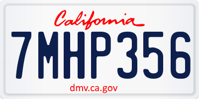 CA license plate 7MHP356