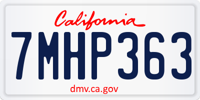 CA license plate 7MHP363