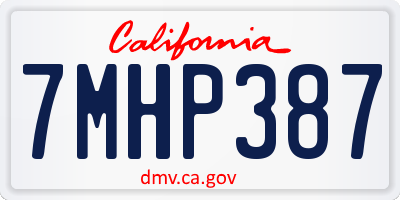 CA license plate 7MHP387