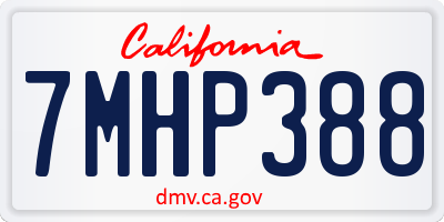 CA license plate 7MHP388