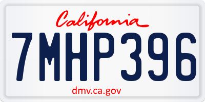 CA license plate 7MHP396