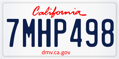 CA license plate 7MHP498