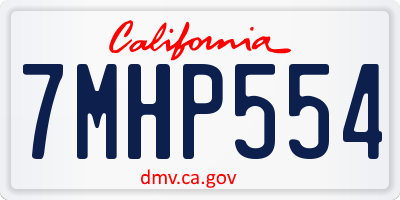 CA license plate 7MHP554