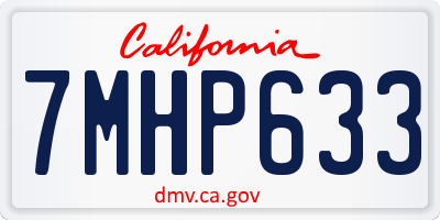 CA license plate 7MHP633