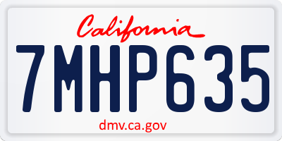 CA license plate 7MHP635