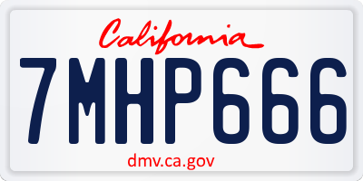 CA license plate 7MHP666