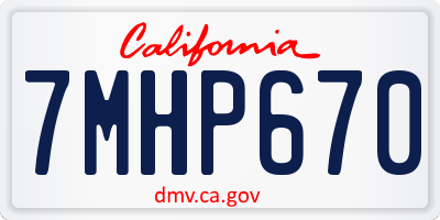 CA license plate 7MHP670