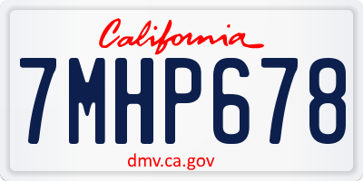 CA license plate 7MHP678