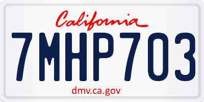 CA license plate 7MHP703