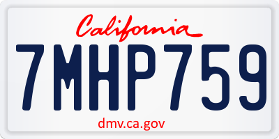 CA license plate 7MHP759