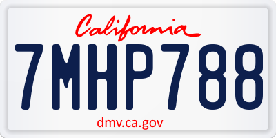 CA license plate 7MHP788
