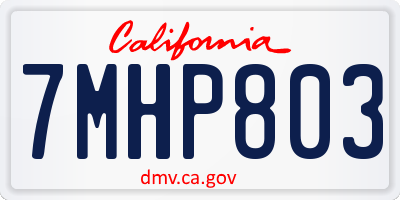CA license plate 7MHP803
