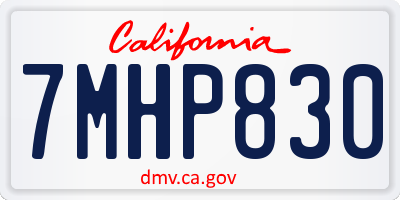 CA license plate 7MHP830