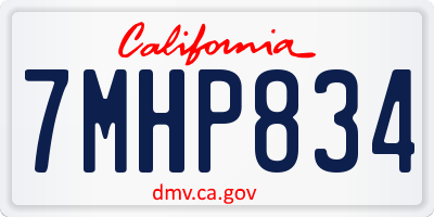 CA license plate 7MHP834