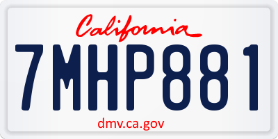 CA license plate 7MHP881