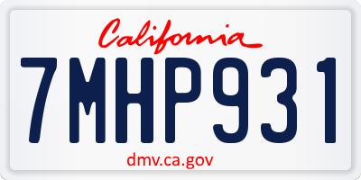 CA license plate 7MHP931