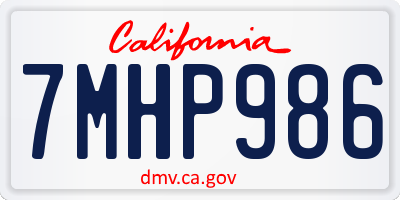 CA license plate 7MHP986