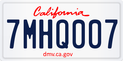 CA license plate 7MHQ007