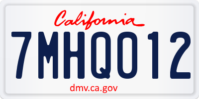 CA license plate 7MHQ012
