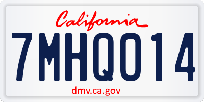 CA license plate 7MHQ014