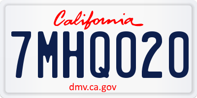 CA license plate 7MHQ020