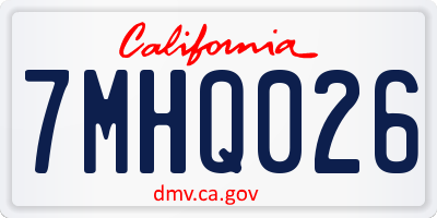 CA license plate 7MHQ026