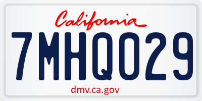 CA license plate 7MHQ029