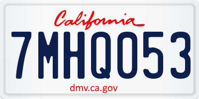 CA license plate 7MHQ053