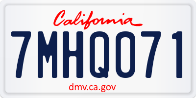 CA license plate 7MHQ071