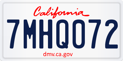 CA license plate 7MHQ072