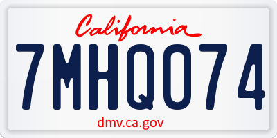 CA license plate 7MHQ074