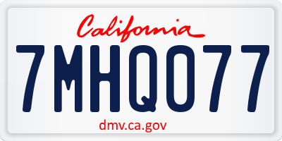 CA license plate 7MHQ077