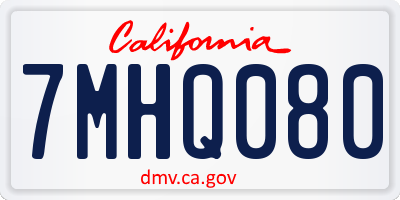 CA license plate 7MHQ080