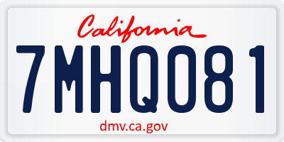CA license plate 7MHQ081