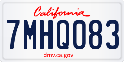CA license plate 7MHQ083