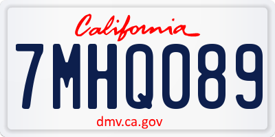 CA license plate 7MHQ089