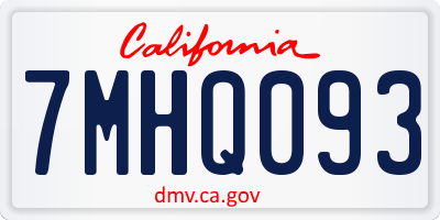 CA license plate 7MHQ093