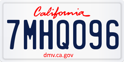 CA license plate 7MHQ096