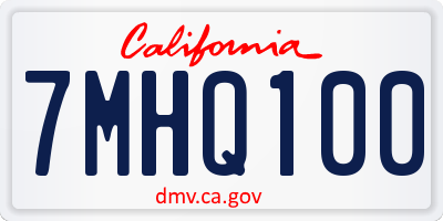 CA license plate 7MHQ100
