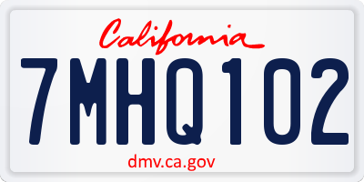 CA license plate 7MHQ102