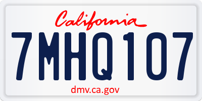 CA license plate 7MHQ107