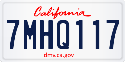 CA license plate 7MHQ117