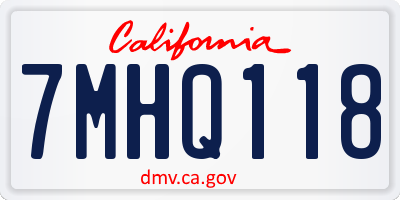 CA license plate 7MHQ118