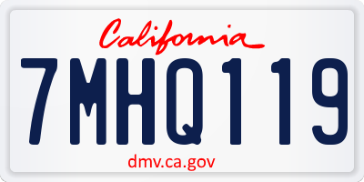 CA license plate 7MHQ119
