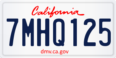 CA license plate 7MHQ125