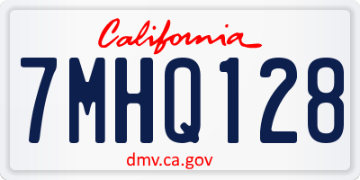 CA license plate 7MHQ128