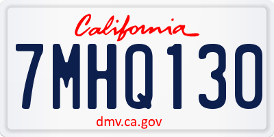 CA license plate 7MHQ130